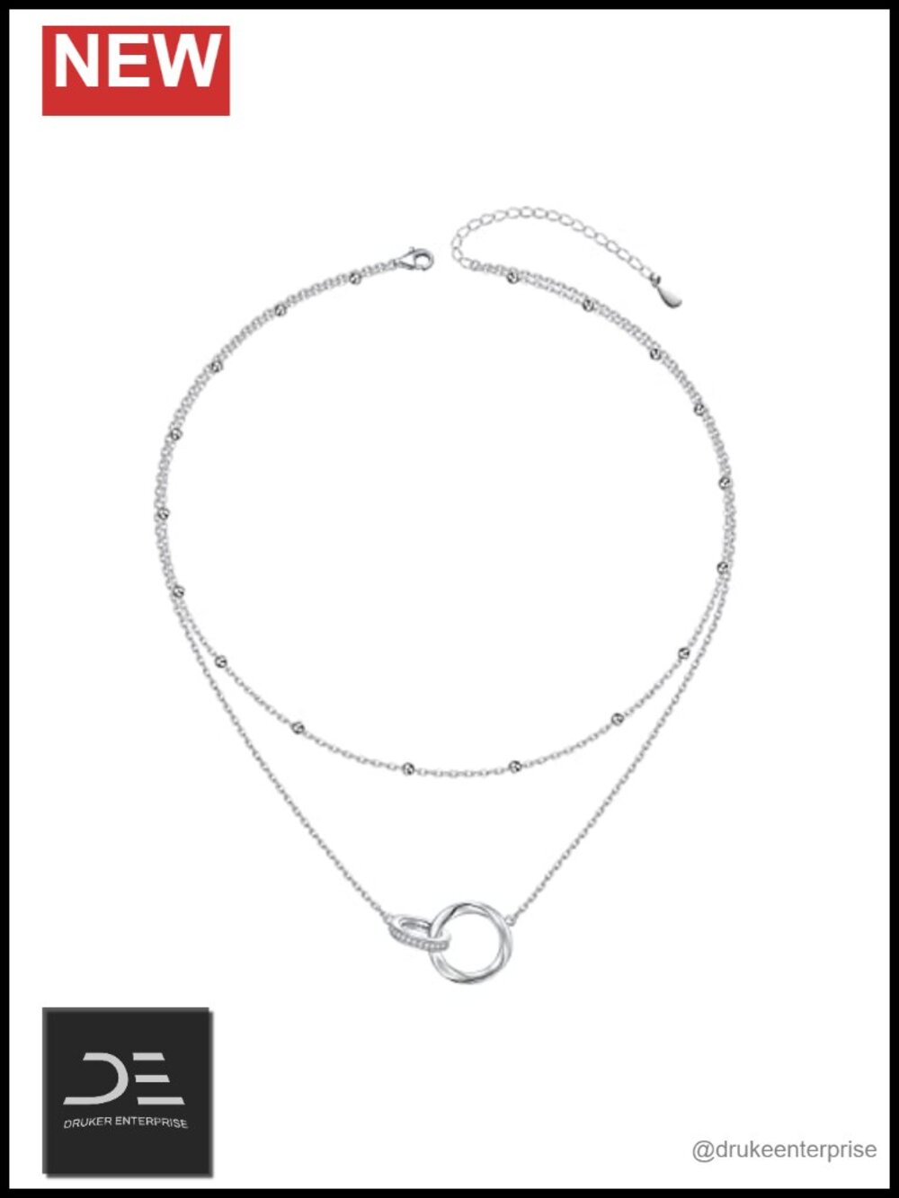 Double Circle Choker Necklace 925 Sterling Silver Handmade Jewelry Layered
